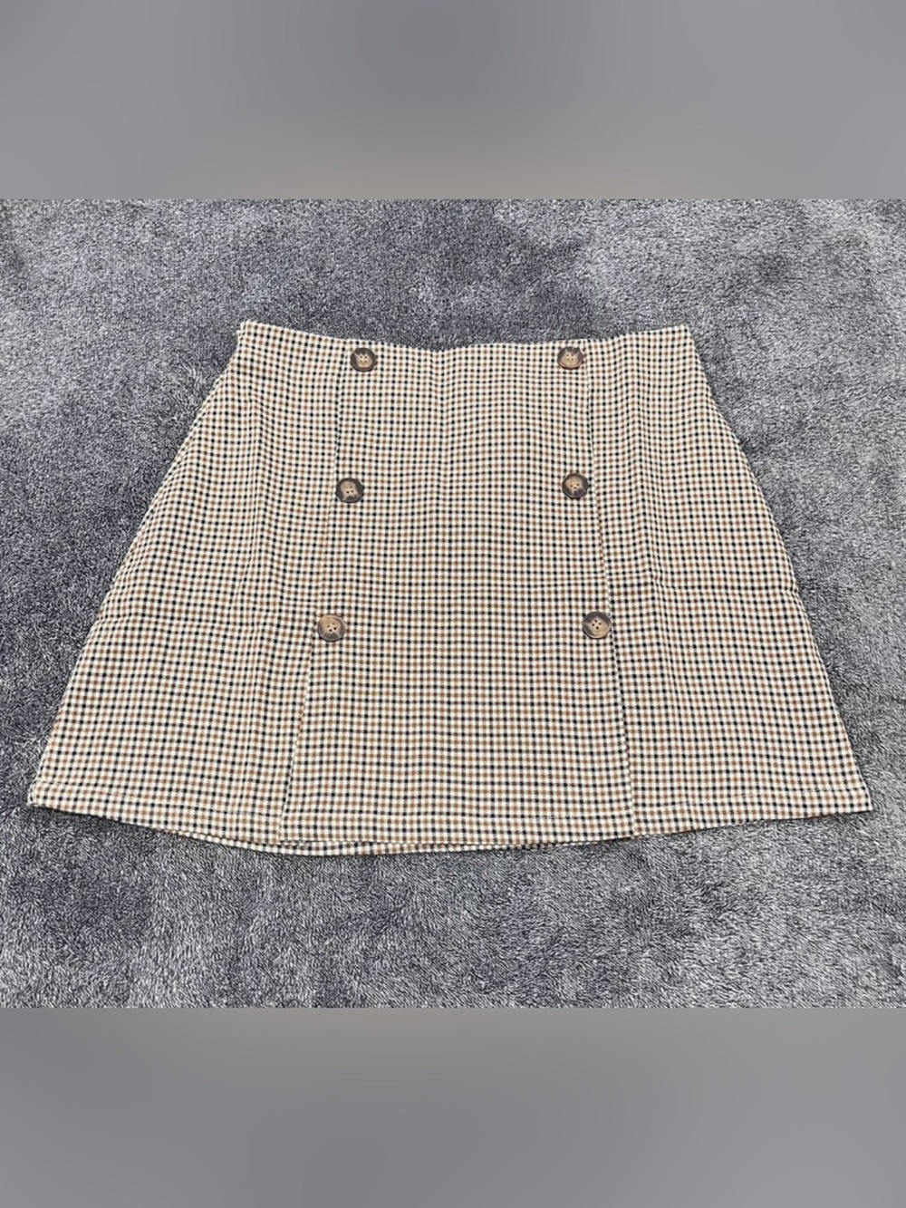 NWT❗️Rihoas brown and beige plaid mini skirt size M